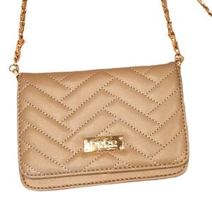 NWOT Bebe Los Angeles Sophia cross body purse wallet handbag beige gold chain